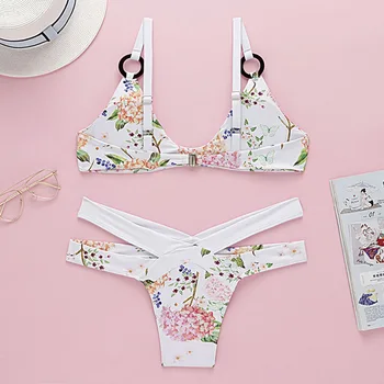 

Sexy Floral Printed Quick-drying Women Swimsuit Outdoor Sleeveless Summer Female Beach Wear Sports Surfing Gym Lady Bikini