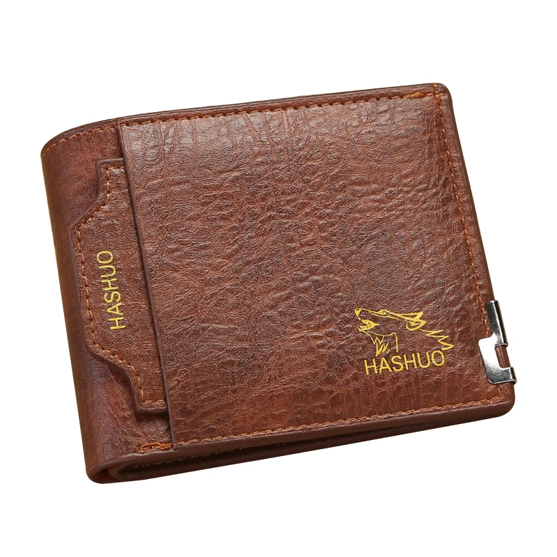 Fashion Men Wallet Solid Color Luxury Brand Designer Clutch Bag Multi-card Slots Business Bifold Billfold Male Short Coin Purse - Цвет: Light Brown