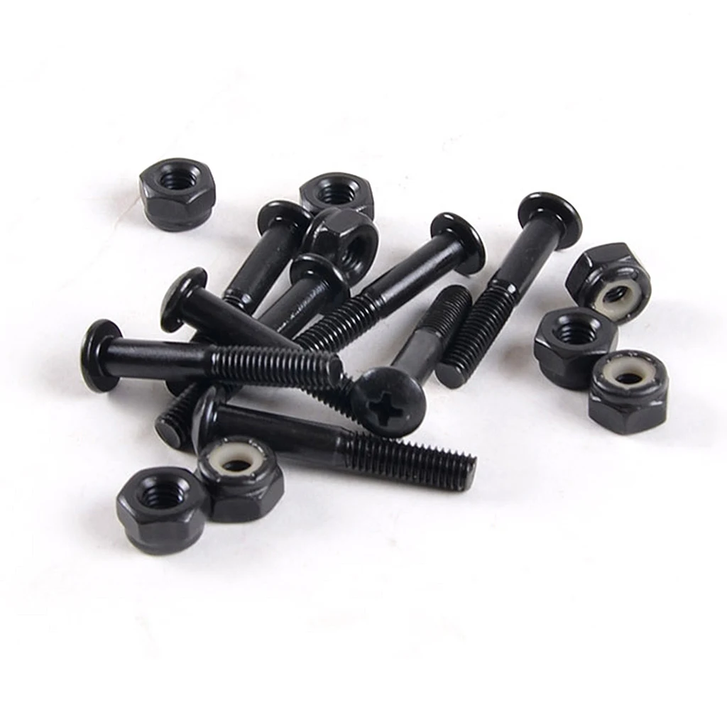 8pcs Longboard Skateboard 33mm Bolts Screws with Nuts Set Hardware for Speed Racing Skateboard Street Freestyle Skateboard