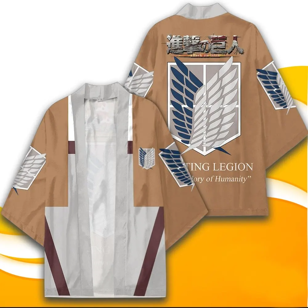 New Anime Attack On Titan Eren Jäger Cosplay Costumes Kimono Scout Regiment Symbol Haori Teens Jacket Cloak Pajama Bathrobe