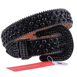2021 Fashion Black Belt For Men Rhinestone Studded Belt Luxe Women Diamond Leather Strap Designer Waistband Cinto Luxo Masculino