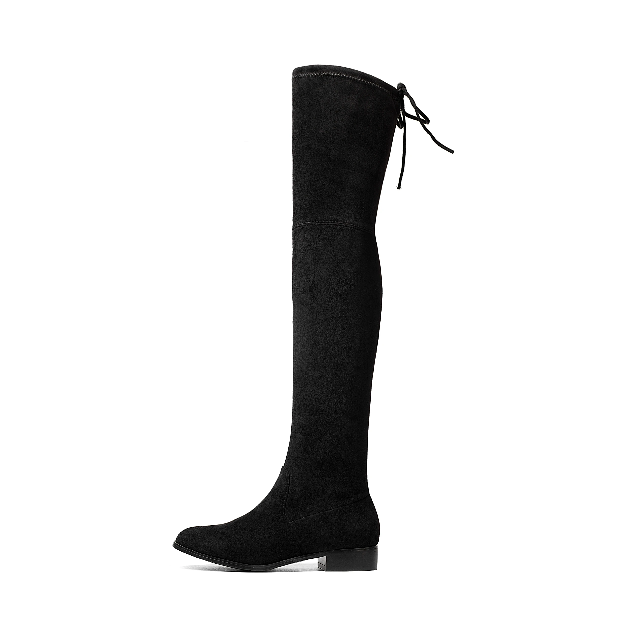 QUTAA 2020 Ladies Shoes Square Low Heel Women Over The Knee Boots Scrub