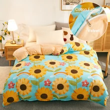 1pc Fashion Printing Duvet Cover Dua-sided Cotton Velvet Skin-friendly Quilt Cover Queen King Size Soft Warm Comforter Cover