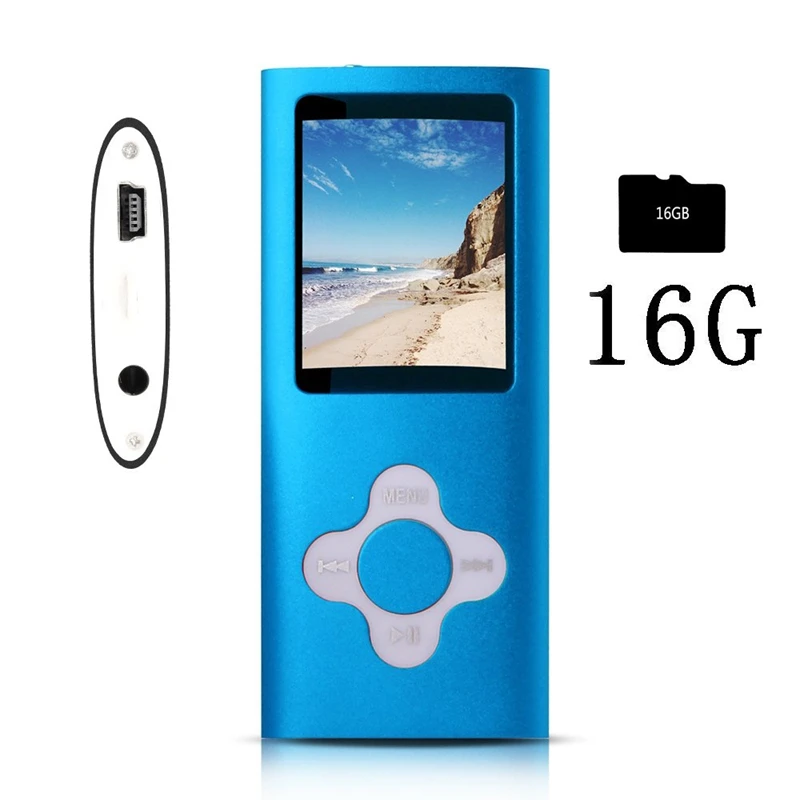Стильный Mp3/Mp4 плеер с картой Micro-Sd 16 Гб, поддержка просмотра фотографий, мини Usb порт 1,8 Lcd, цифровой музыкальный проигрыватель, медиаплеер, Mp