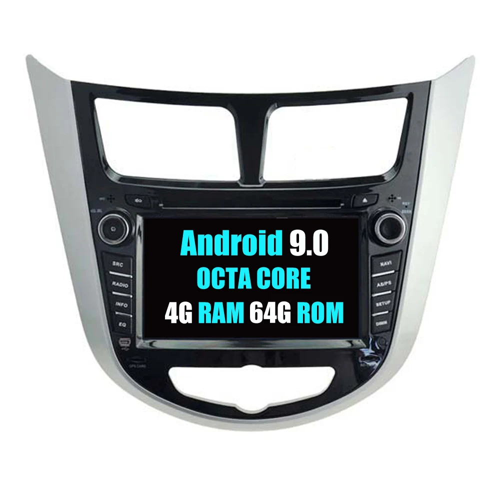 Discount RoverOne Car DVD GPS For Hyundai Verna Solaris 2010 - 2014 Android 9.0 Octa Core 4G+64G Navigation Radio Stereo PhoneLink 2