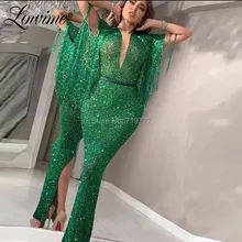 Изумрудно-зеленое вечернее платье с кисточками и бисером блестящие вечерние платья Robe De Soiree блестящее платье для выпускного вечера уникальные платья