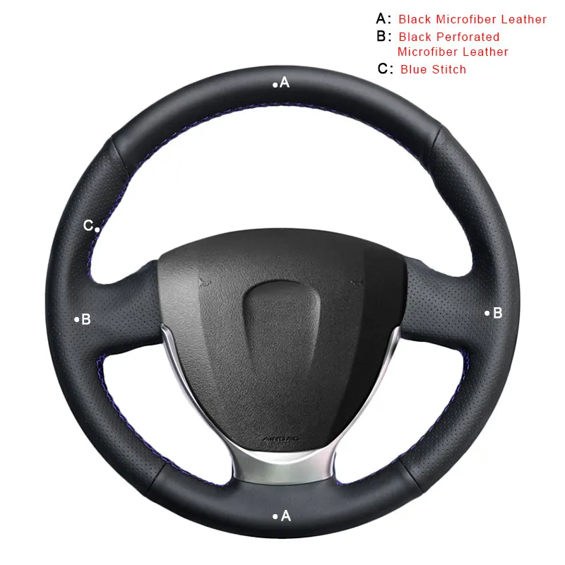Авто оплетка на руль для Lada Granta- Priora 2 2013- Kalina 2 салона автомобиля оплетка колеса - Название цвета: Microfiber Leather