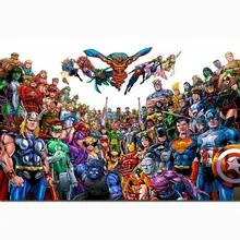 Горячая Лига Справедливости Мстители DC Marvel комикс мультфильм стикер стены украшение дома Шелковый художественный плакат
