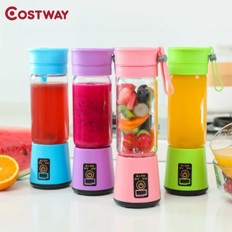 

Costway Portable Blender USB Mixer Electric Juicer Machine Blender Mini Food Processor Personal Lemon Squeezer Orange Juicer