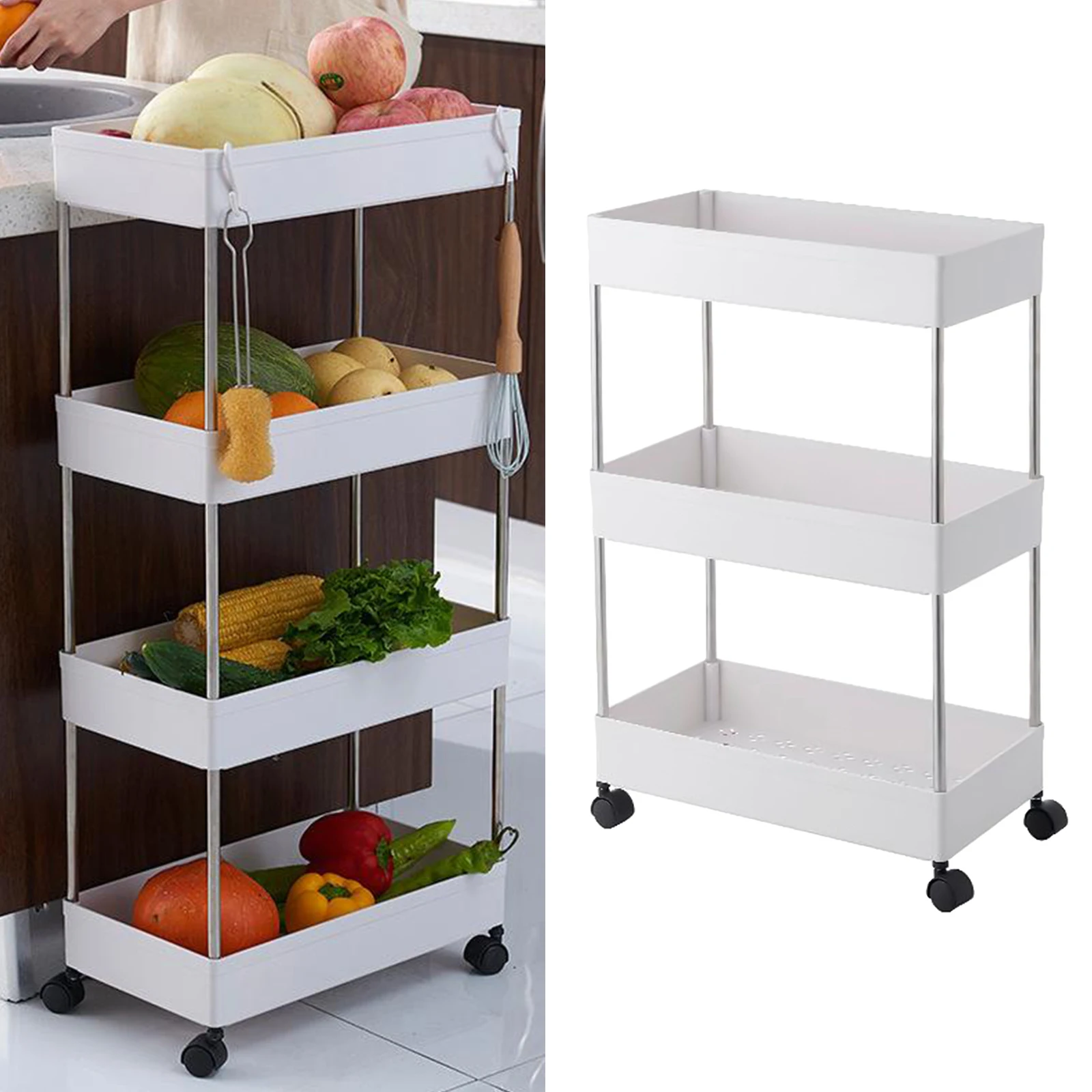 Household Storage Cart Mobile Storage Unitsw with 4 Wheels for Kitchen Bathroom Laundry Household Storage Cart Mobile Storage Unitsw with 4 Wheels for Kitchen Bathroom Laundry