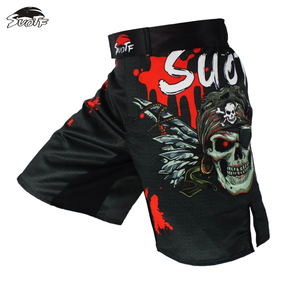 SUOTF дышащие свирепые спортивные шорты с принтом черепа для фитнеса Tiger Muay Thai