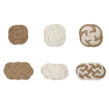 

Northern Europe Macrame Cup Pad Bohemia Tablecloth Table Mat Pure Handmade Cotton Braid Non-slip Insulation Mats For Kitchen