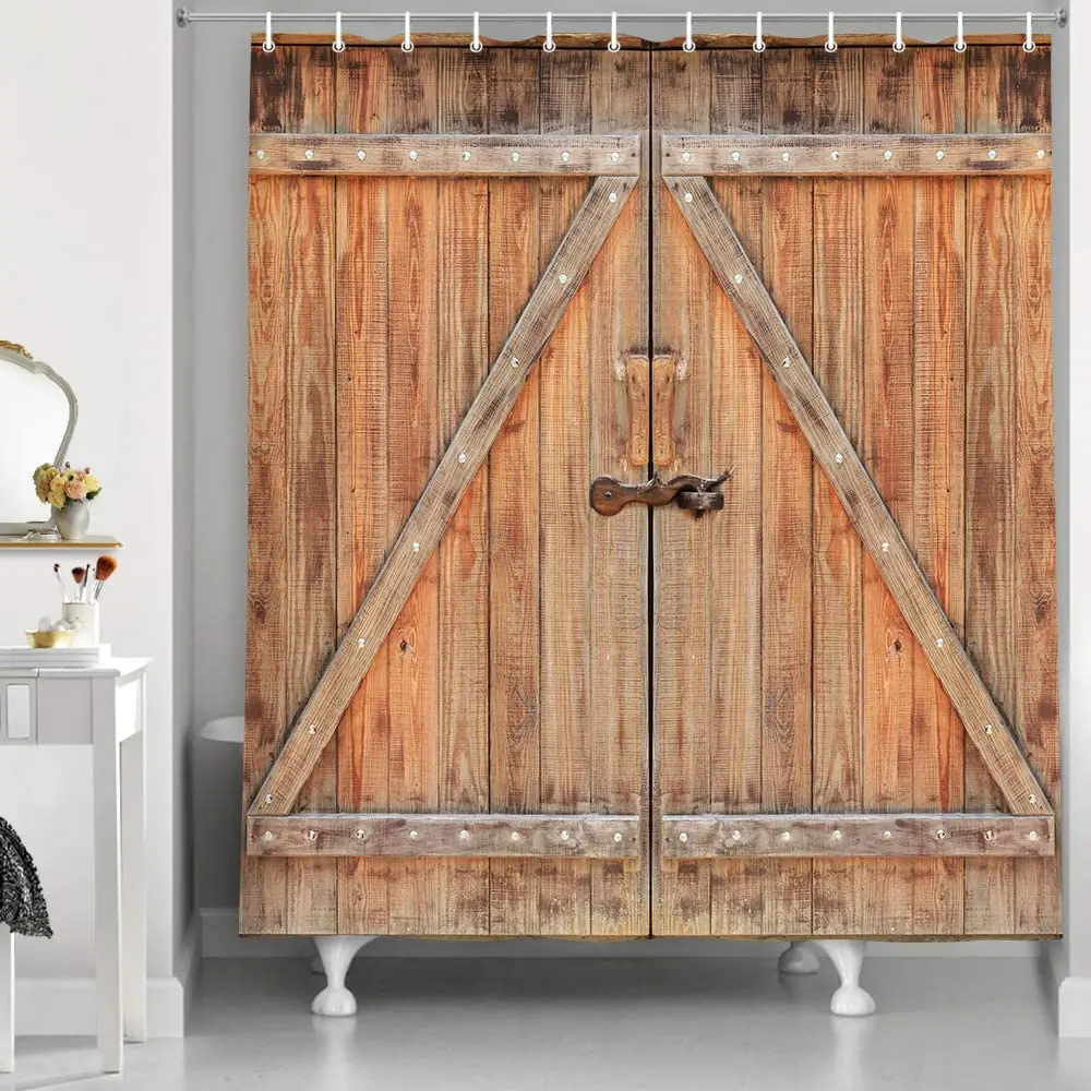 

Занавеска для душа в деревенском стиле, занавеска для ванной с винтажными деревянными старыми досками, занавеска для душа в деревенском сти...