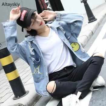 

Jackets Women Cartoon Cute Simple Elegant Students All-match High Quality Womens Korean Style Lovely Boyfriend Loose Ladies Chic