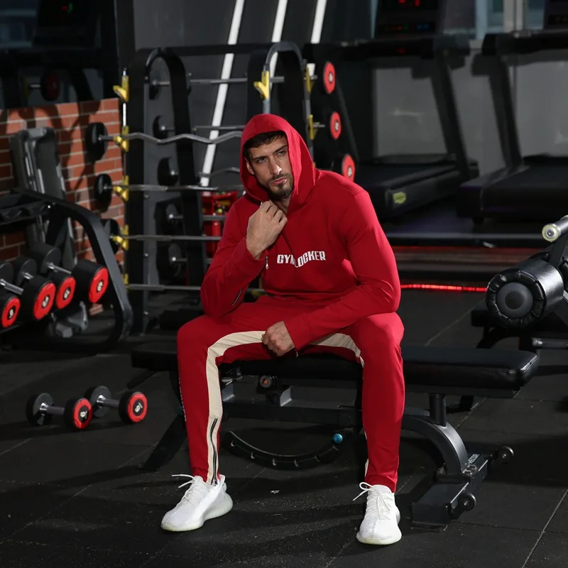 Спортивный костюм с капюшоном для спортзала, Мужской комплект для бега из 2 предметов, спортивные штаны, Спортивная одежда на молнии, мужская спортивная одежда, мужской костюм для бега, M-XXl