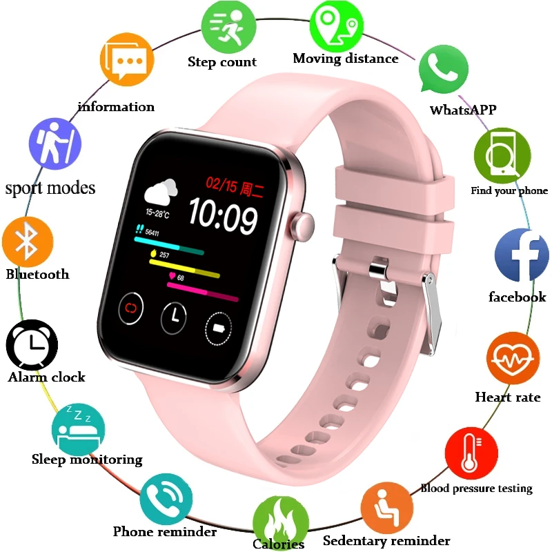 LIGE New Color Screen Smart Watch Women men Full Touch Fitness Tracker Blood Pressure Clock Smartwatch for Xiaomi | Электроника