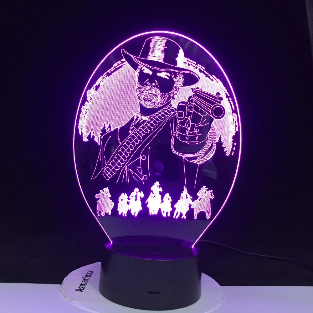 Красный Dead Redemption Декор для спальни игровой USB ночной Светильник lamparas для рождественского подарка аксессуары для домашнего декора 3D Светодиодная лампа Прямая поставка
