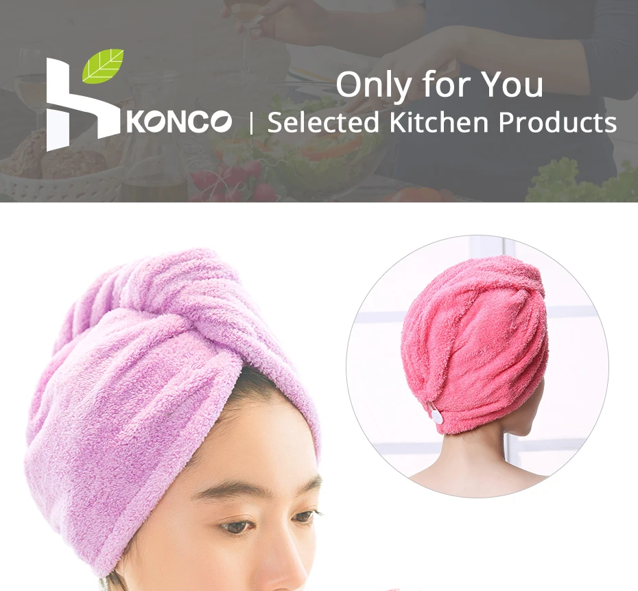 Konco, Женская быстросохнущая шапочка для волос, для ванной комнаты, супер абсорбент, толстое банное полотенце из микрофибры, для волос, сухая шапочка, салонное полотенце