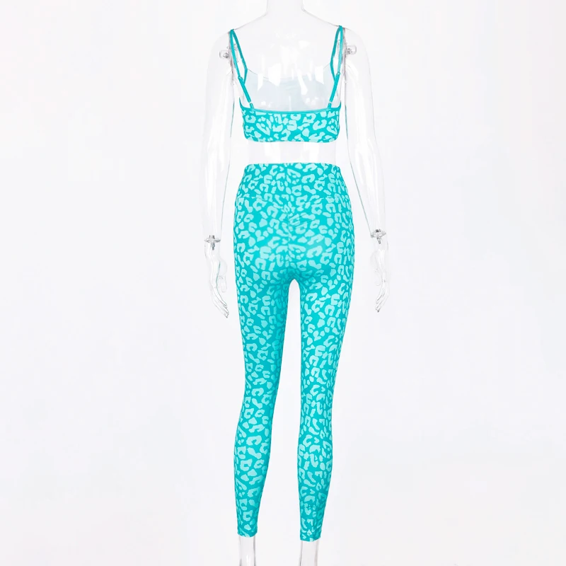 Hugcitar 2019 print stretchy camis leggins 2 two pieces set autumn women casual sprotswear slim tracksuit