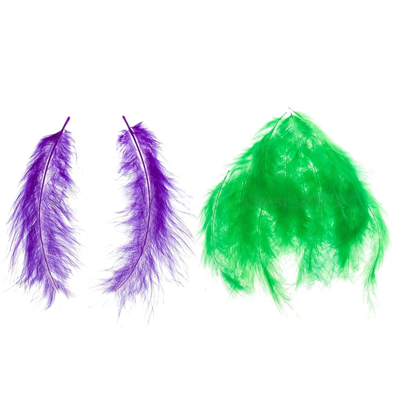 200 шт пушистые перья марабу вечерние свадебные украшения для обрезки DIY 8-15 см, 100 шт зеленые с 100 шт фиолетовые