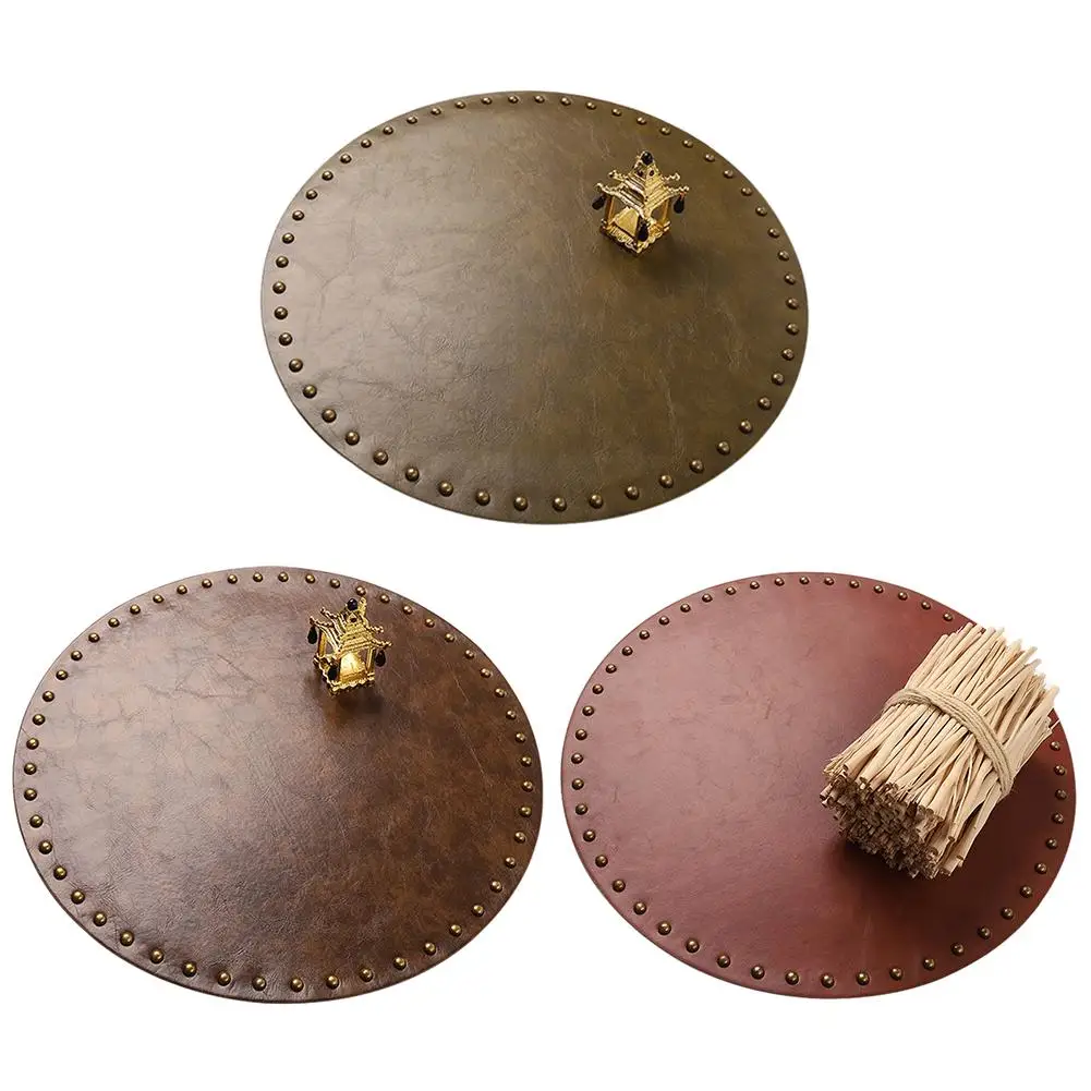 

Round Leather Placemat Table Mat Simple Style Dining Napkin Pad Non-Slip Heat Resistant Coaster Cushion Kitchen Party Decoration