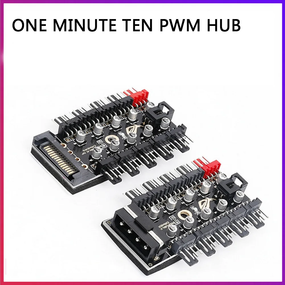 Fan Hub Adapter Pwm Fan Expansion Cable Pwm Fan Cable PC Parts 1 to 10 4Pin PWM Cooling Fans HUB SATA Power/Large 4D Port Cooler Splitter Extension Adapter Fan Hub Splitter