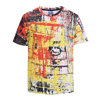 

Loose large size digital graffiti 3D printing short-sleeved T-shirt street summer lovers Cosplay Unisex Costume