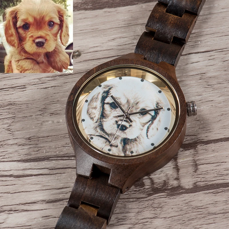 Индивидуальные Женские часы BOBO BRID Photos с УФ-принтом, деревянные женские кварцевые часы с логотипом, подарок на день рождения