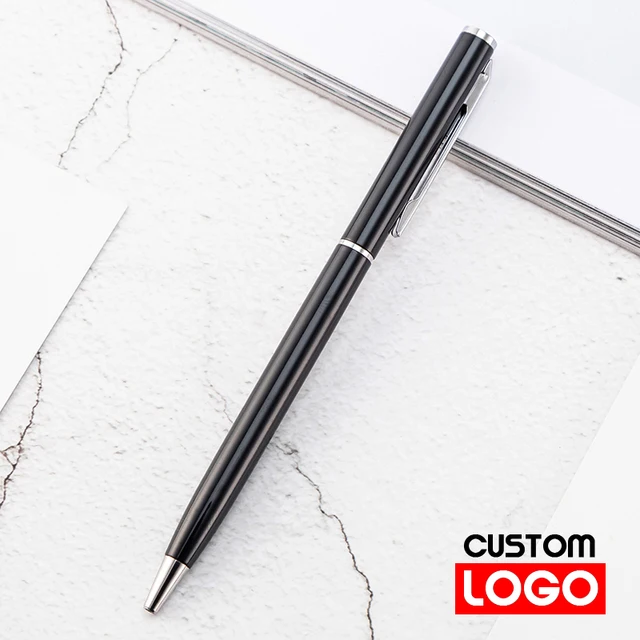 New Metal Ballpoint Pen Rose Gold Pen Custom Logo Advertising Ballpoint Pen  Lettering Engraved Name School&office Supplies black