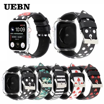 

UEBN Printing Leather band for apple watch 38 42 40 44mm classic buckle leather strap for iwatch series 4 3 2 1 watchbands