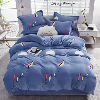 

Duvet Quilt Cover with Pillowcase Set of 3PCS Coral Fleece Fabric Flannel Super Soft Home Bedding Textile Fluffy Soft Touching