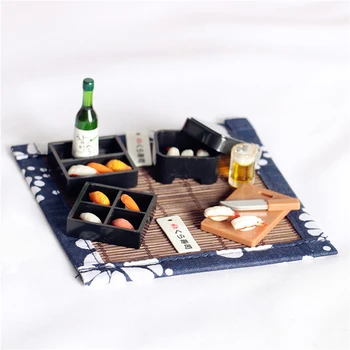 

1:12 Miniature Picnic Lunch Box Japanese Style Sushi Box Cooking Utensil Toys for Dollhouse Kitchen Accessories