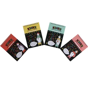 

Decorative Painting Large Magic Color Rainbow Scratch Paper Note Book Black Diy Drawing Toys Scraping Painting Kid Doodle 4Pcs