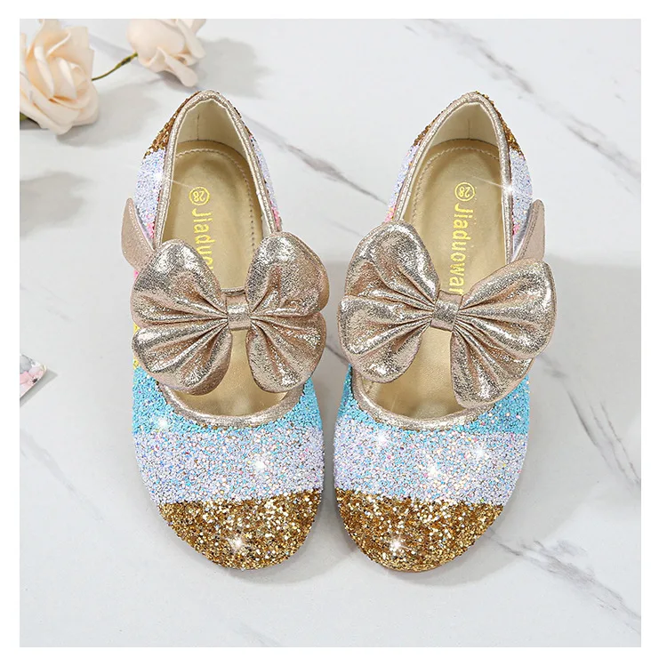 ULKNN Girls Princess Shoes Spring Autumn Leather Shoes Children's Shoes Crystal Soft Bottom Non-Slip Single Shoes Size 24-37 child shoes girl