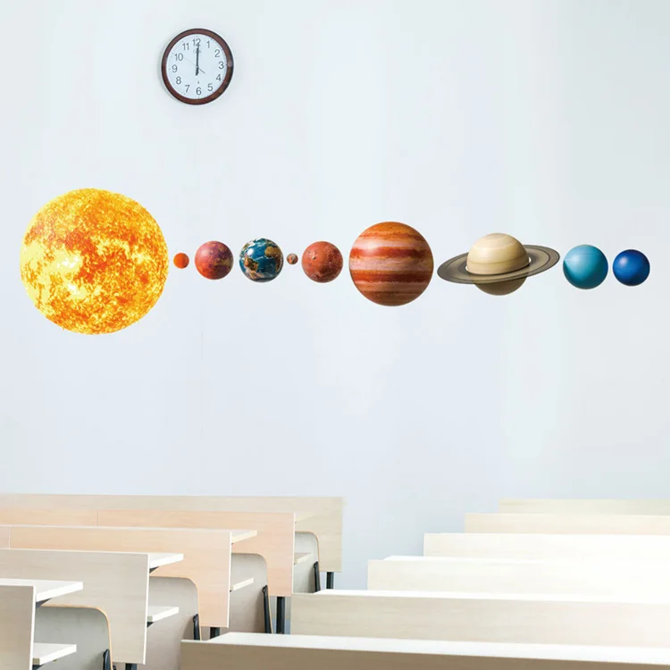 Солнечная система планеты 3D стены Стикеры для детей фон для комнат настенные украшение для дома обои детские настенные наклейки