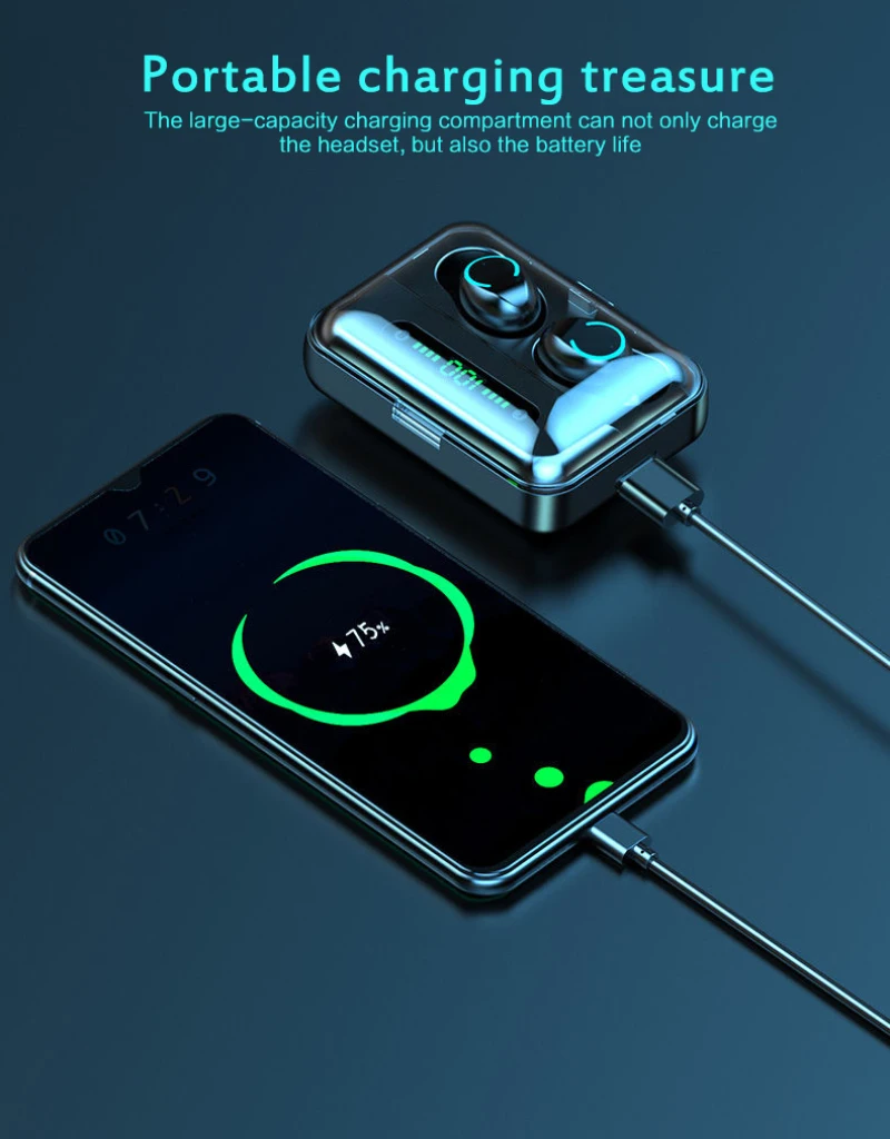 Bluetooth V5.0 наушники беспроводные стерео Спортивные Беспроводные гарнитура 2000 MAh