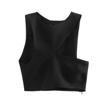 

2020 Summer Sexy Women Solid Blouses Top Shirts Sleeveless Hollow Out Short Tops Female Casual Street blusas camisa Clothes