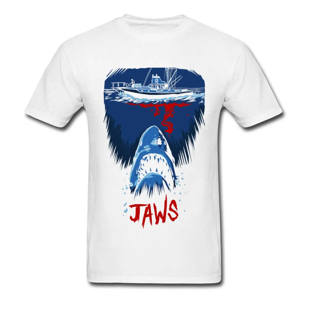 Футболка Shark Jaws мужская с круглым вырезом тенниска из хлопка короткими рукавами