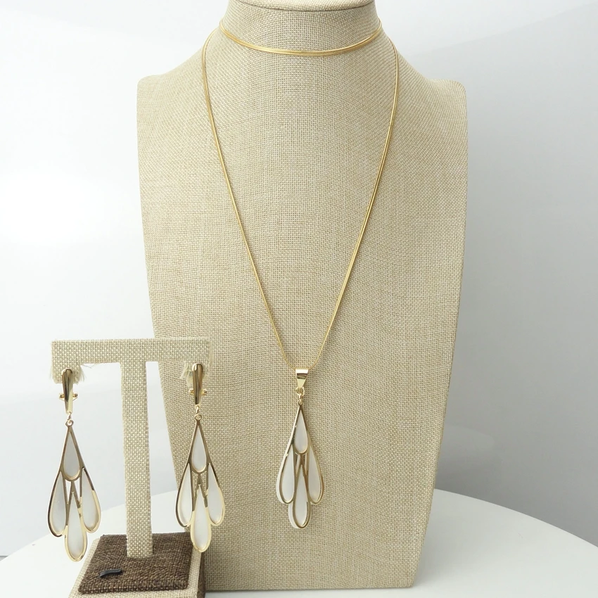 

Yuminglai 2019 Simple Design Luxury Dubai Jewelry Set for Women Pendant and Earrings African Jewelries FHK6921