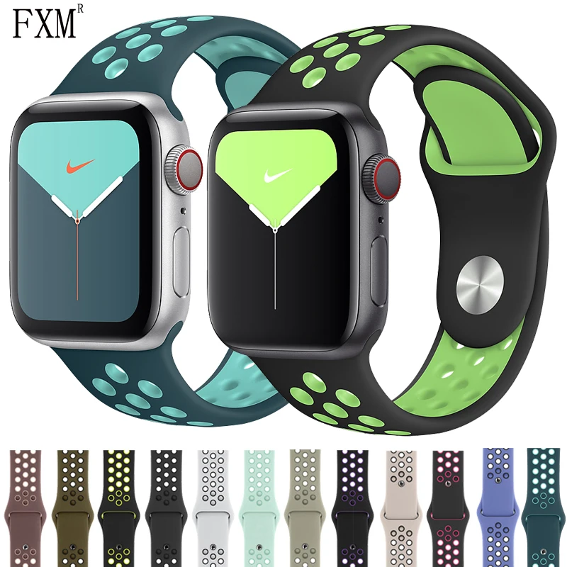 

New Breathable Silicone Sports Band for Apple Watch 5 4 3 2 1 42MM 38MM rubber strap bracelet bands for Iwatch 5 4 3 40mm 44mm