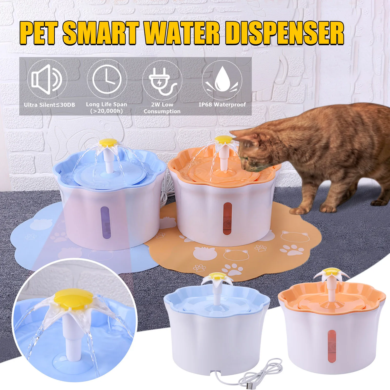 New Pet Automatic Drinking Fountains With See-through Window Pet Supplies 2.6L Cat Automatic Feeders Fast Delivery Dropshipping