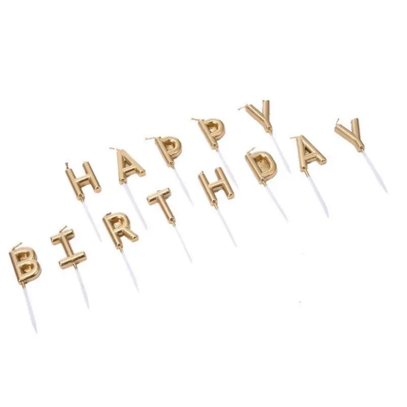 Письмо с днем рождения свечи для торта прекрасные свечи на день рождения золотые серебряные украшения для кексов вечерние праздничные поставки zh1