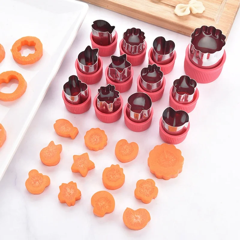 

12 Pieces / Set Of Stainless Steel Flower-shaped Rice Vegetable And Fruit Cutting Machine Mold Slice Dry Cut Shape