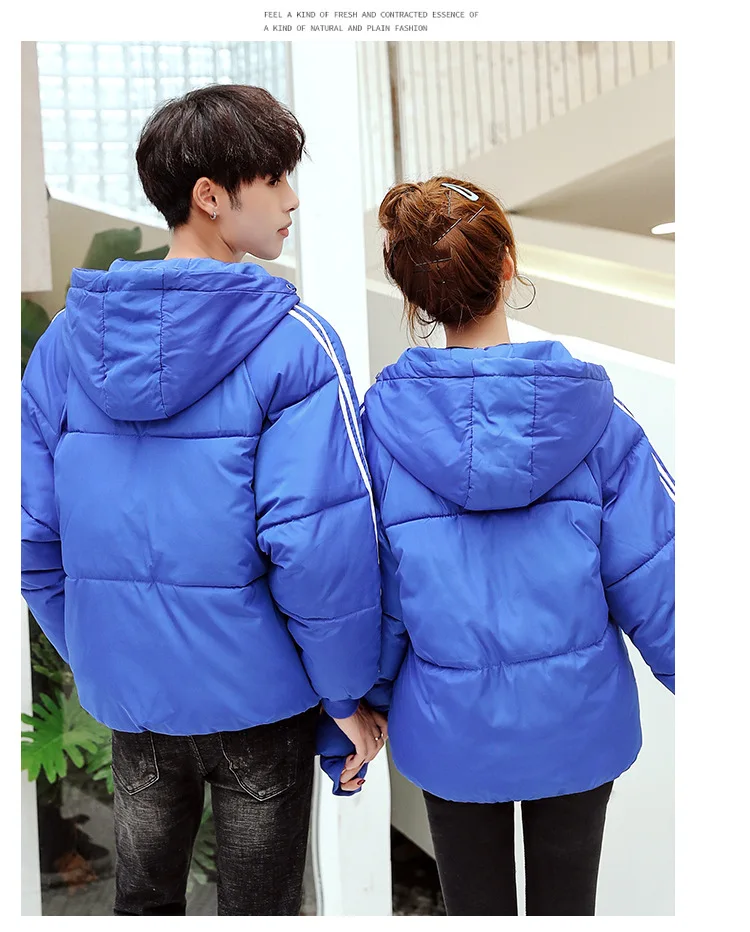 Couple Clothes Cotton-padded Clothes Female Short Coltsfoot Thick down Coat Loose-Fit Solid Color Cotton Coat New Style Kor