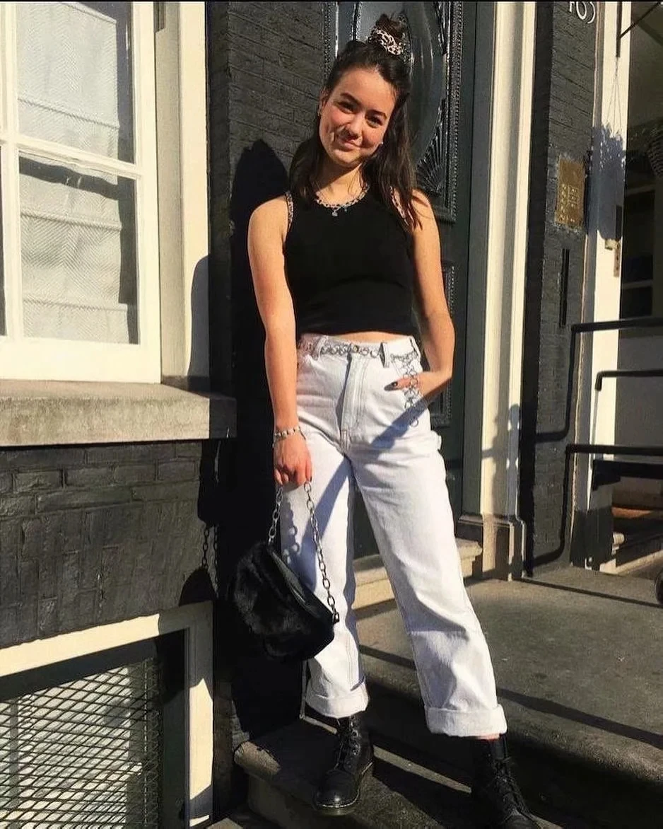 Jenny&Dave  loose boyfriend jeans mom jeans woman england high street ins blogger vintage pockets cargo high waist  for women