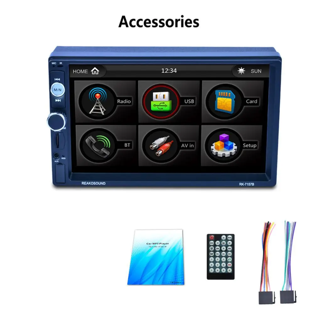 

7" HD LCD Touch Screen 800*480 Car MP5 Player 1080P 7 Color Button Back Light Mirror Link FM/AM/RDS Tuner RK-7157B
