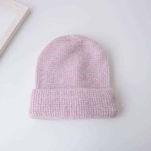 Pink OMEA, одноцветная шапочка вязаная из ангорской кроличьей шерсти, женская зимняя шапка, модная весенняя теплая шапка - Цвет: Pink