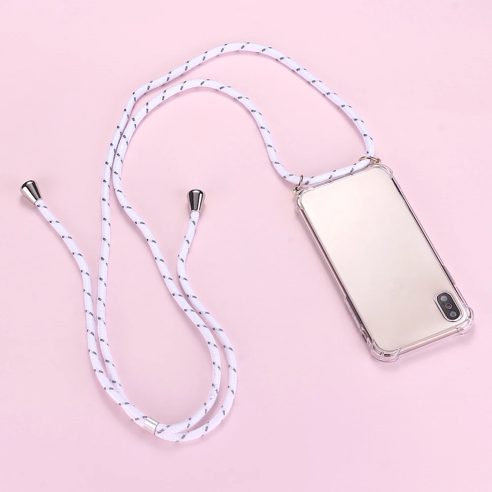 Высококачественный защитный чехол для OPPO A7X F9 F9 Pro R15X K1 A83 A3 A5 A39 A59 R17 R17 PRO Простые Модные Прозрачный ТПУ чехол с ремешком веревка через шнур чехол s - Цвет: 02