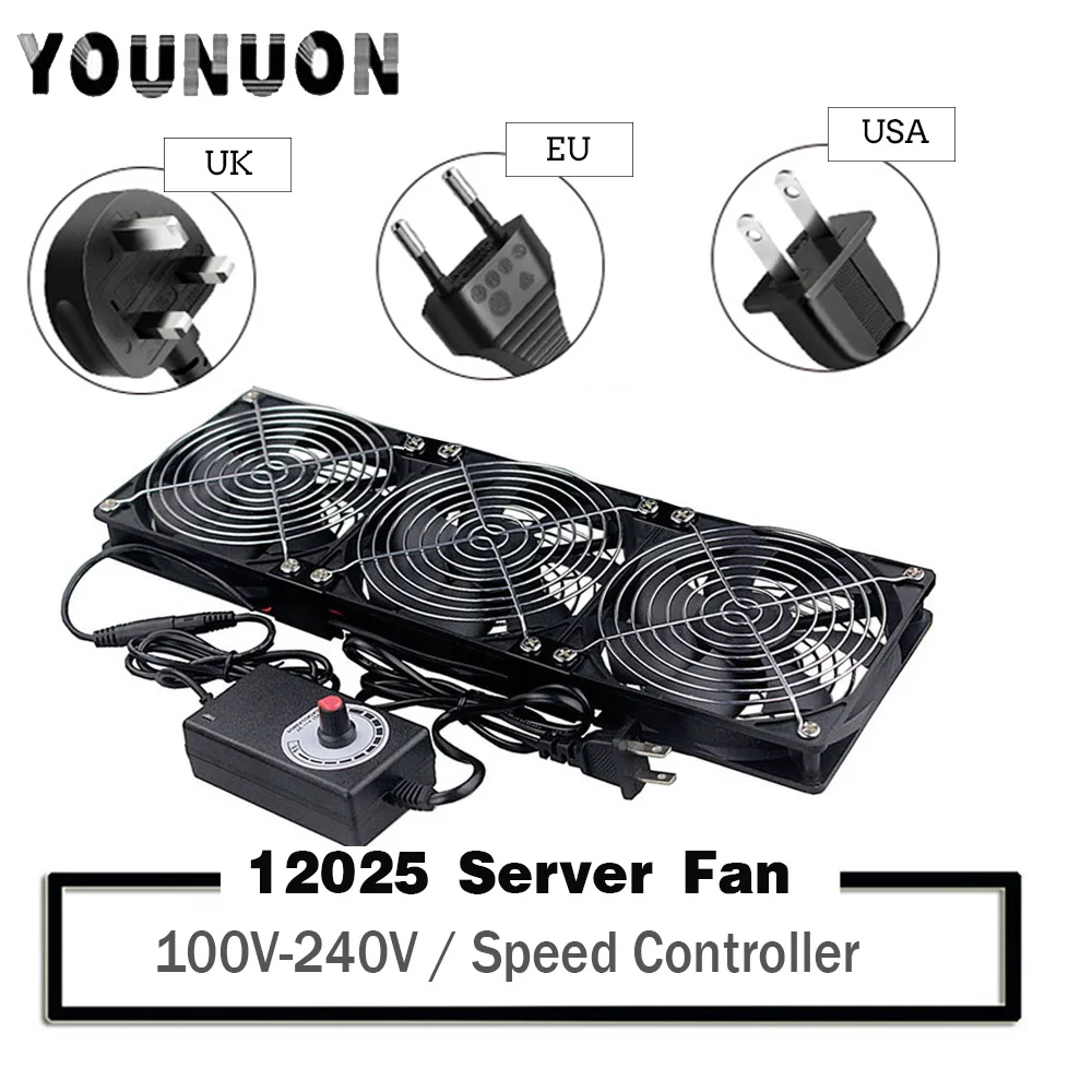 Ventilador de Refrigeração com Controlador 12cm 12v 220v Btc Máquina Chassi Estação de Trabalho Armário Radiador Ventilador Servidor 120 mm 3000rpm