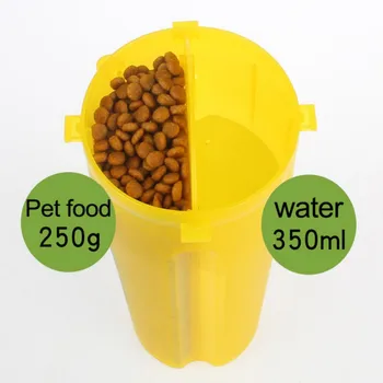

4 Colors Portable Pet Bottle Feeder Dog Food Water Cup dual Purpose Container Outdoor Drinking Feeder Dog Supplies